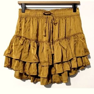 Aerie gold tiered skirt size small
